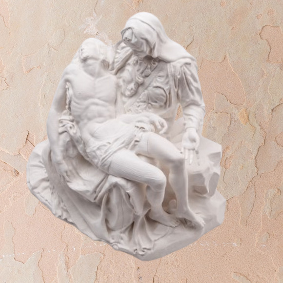 Vintage Pieta Michelangelo Mary and Jesus on Marble Bench Crucifixion 3d Printed - Picture 1 of 6